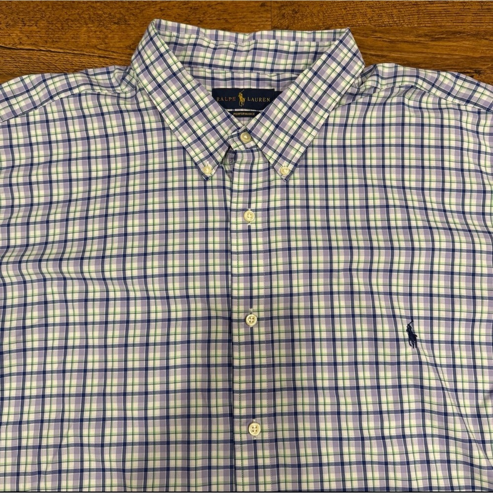 Polo Ralph Lauren Purple Check Performance Long Sleeve Button Down Shirt Men 4XB